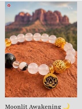 Moonlit Awakening One-of-a-Kind Gemstone Adornment Bracelet & Gold Lotus Charm